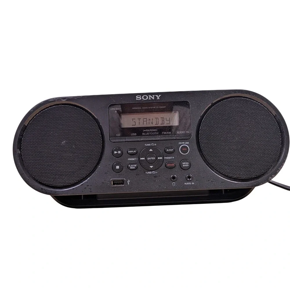 Sony CD Boombox Personal Audio System ZS-RS60BT Black Bluetooth USB FM/AM Radio